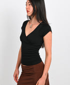 Olga Joan Cap Sleeve Top In Nera