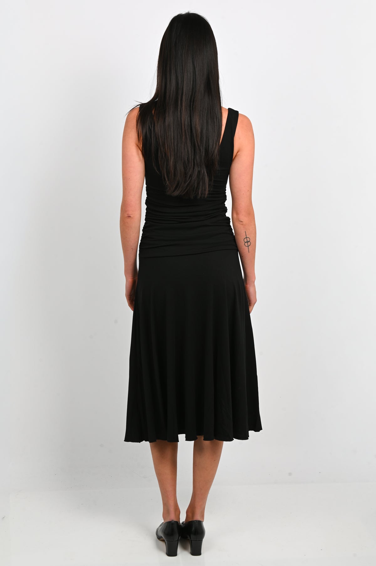 Olga Joan Ruched Plunge Dress In Nera
