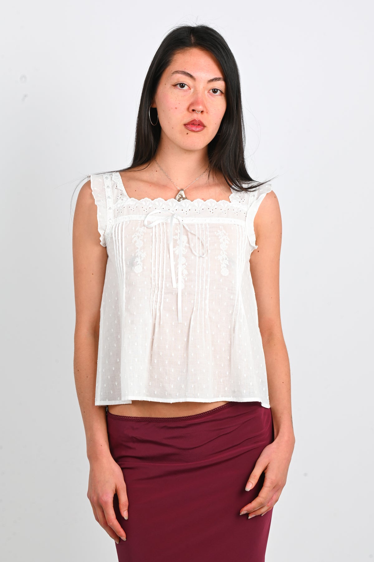Olga Joan Prairie Camisole In Bianca