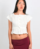 Olga Joan Pintuck Blouse in Bianca