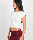 Olga Joan Pintuck Blouse in Bianca