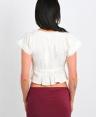 Olga Joan Pintuck Blouse in Bianca