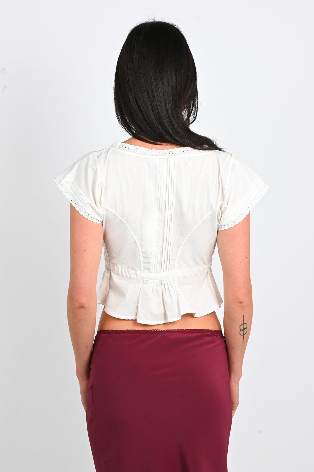 Olga Joan Pintuck Blouse in Bianca