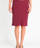 Olga Joan Bias Knee Skirt in Vino Silk