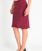Olga Joan Bias Knee Skirt in Vino Silk