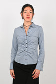 Olga Joan Ruched Shirt in Cielo Check