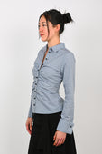 Olga Joan Ruched Shirt in Cielo Check