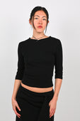 Olga Joan Baby V-Neck Top in Nera