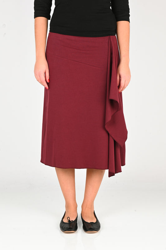Olga Joan 'Flounce' Skirt in Vino