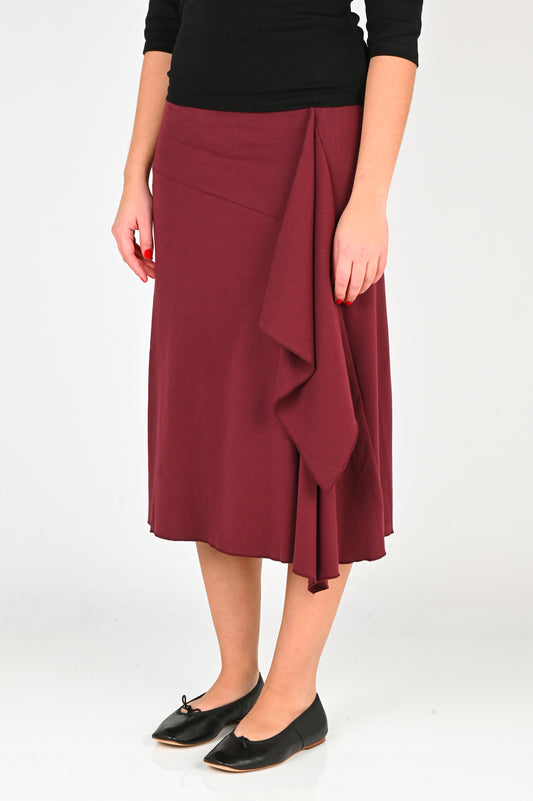 Olga Joan 'Flounce' Skirt in Vino