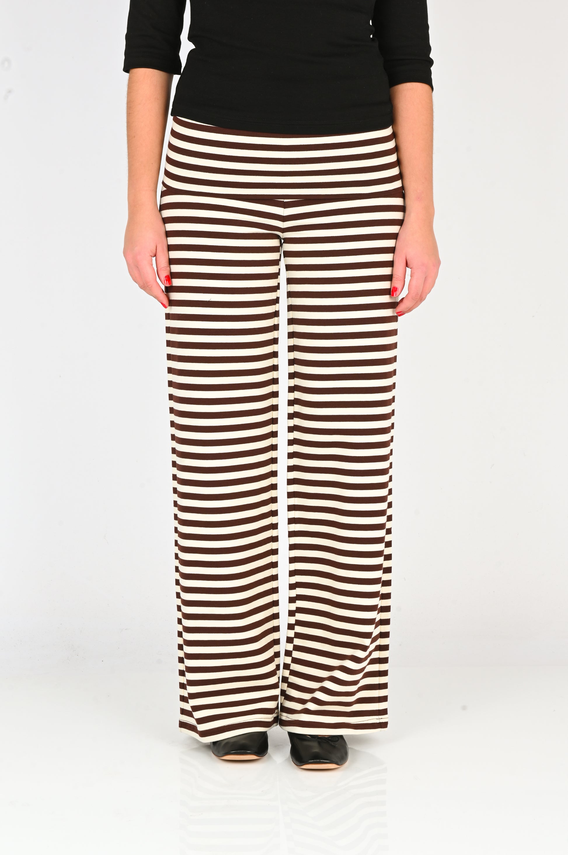 Olga Joan Fold Over Pant in Cappuccino