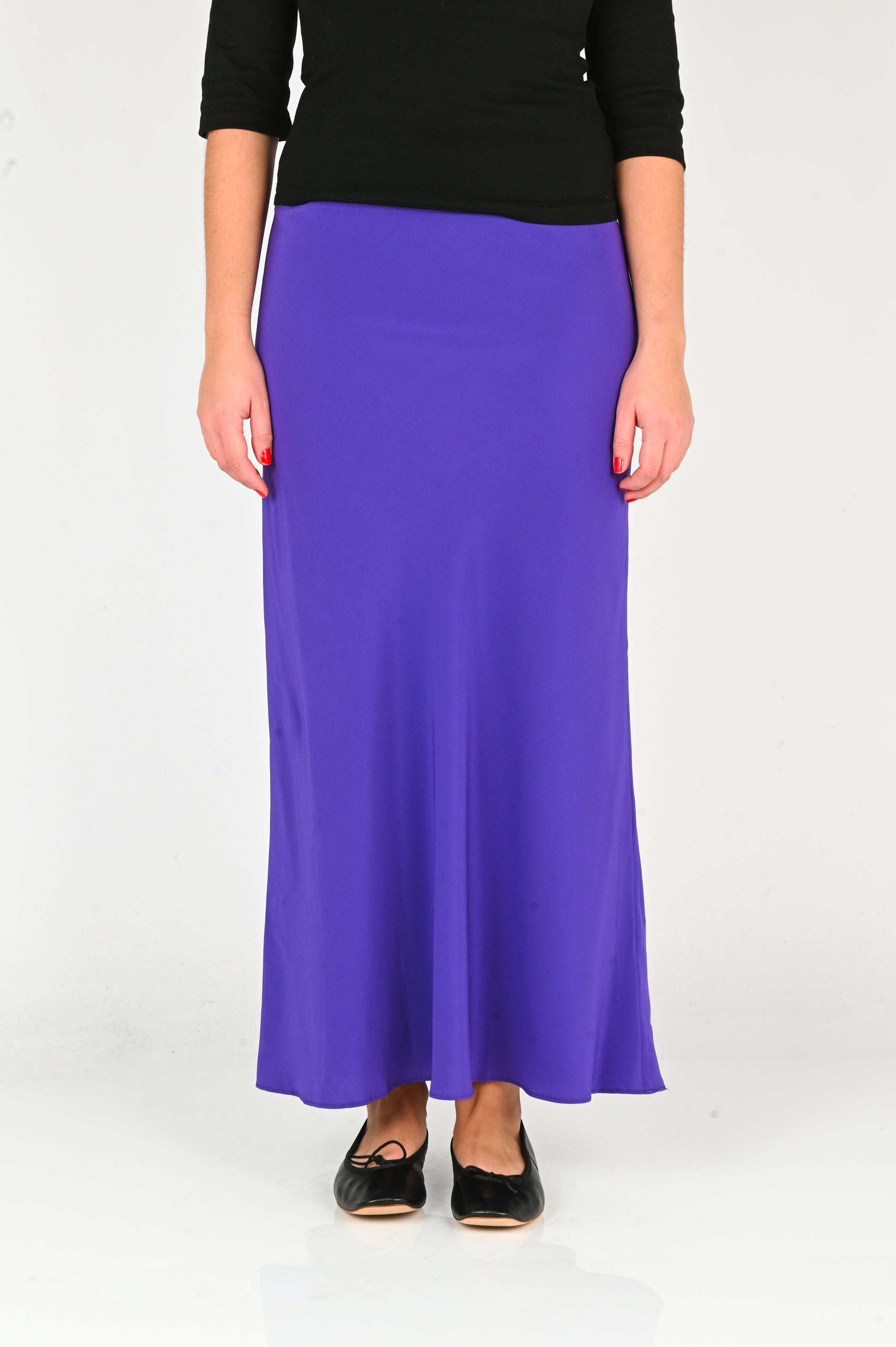Olga Joan Bias Mid Skirt in Viola