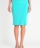 Olga Joan Bias Knee Skirt in Turchese Silk