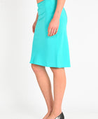 Olga Joan Bias Knee Skirt in Turchese Silk