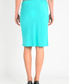 Olga Joan Bias Knee Skirt in Turchese Silk