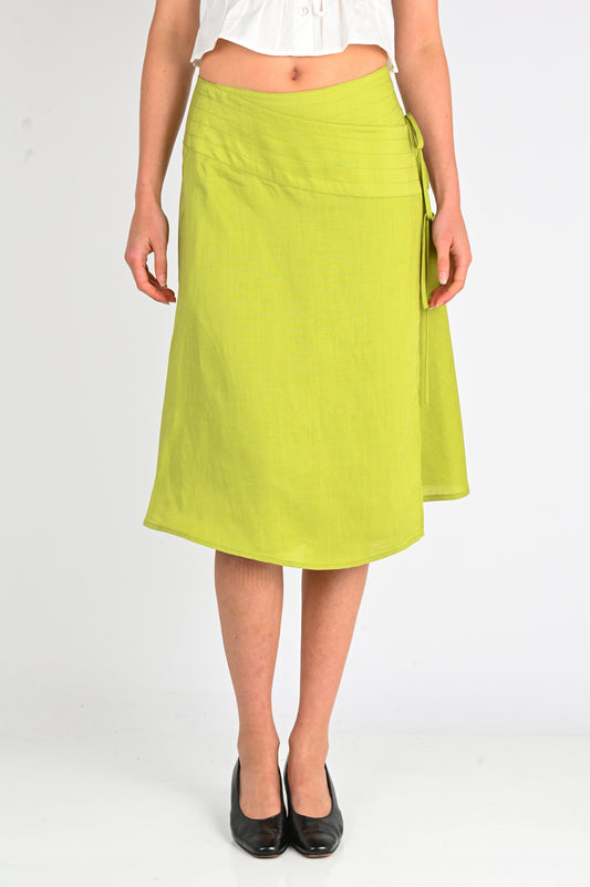 Olga Joan Tie-Waist Skirt in Pistacchio