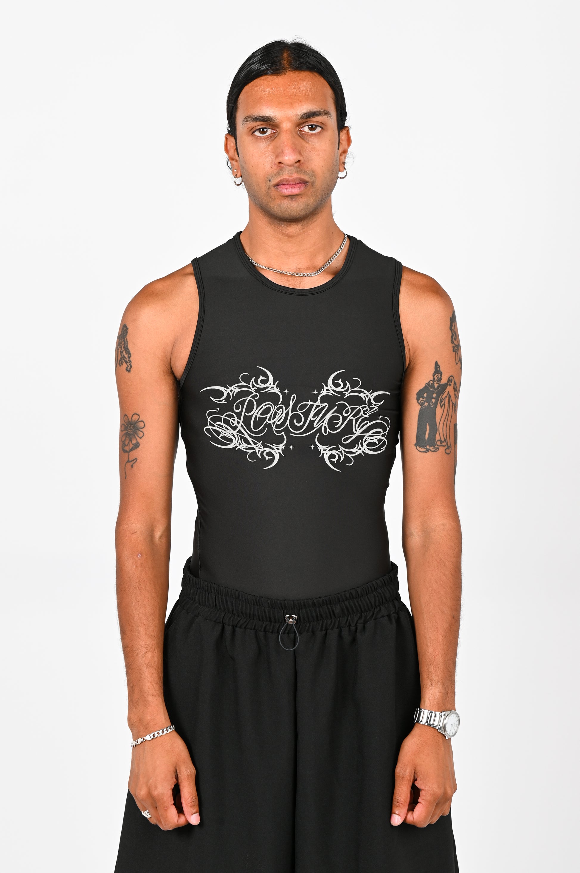 Posture Graphic Compression Tank in Black