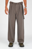 Beach Brains Pleated Suit Pant in Chocolate Pinstripe