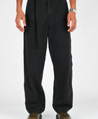 Beach Brains Pleated Work Pant in Black