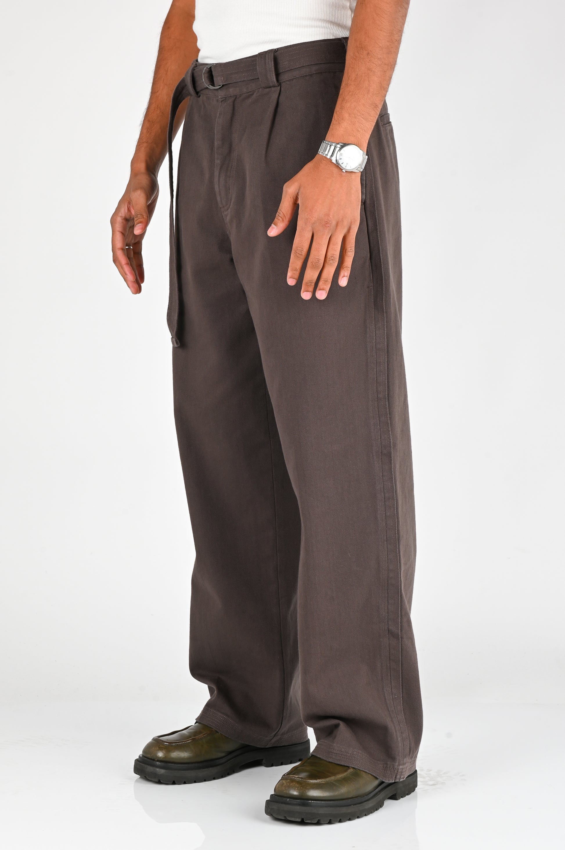 Beach Brains Pleated Work Pant in Dark Grey