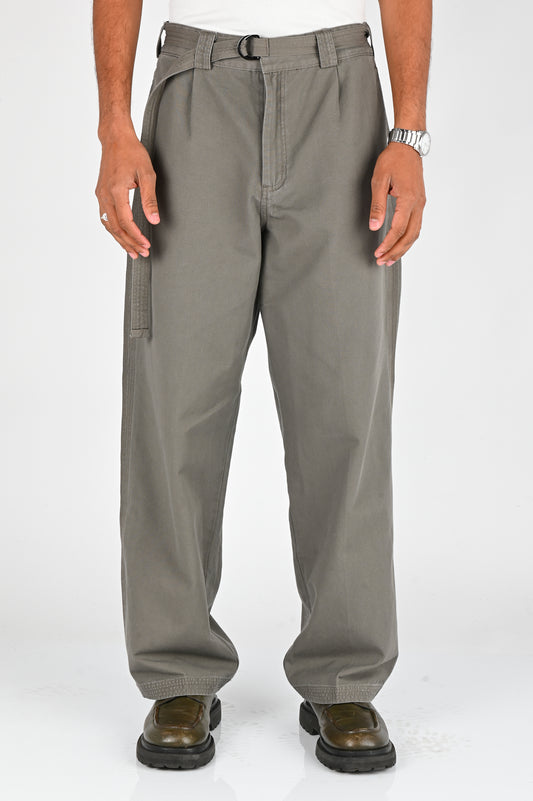 Beach Brains Pleated Work Pant in Pewter Green