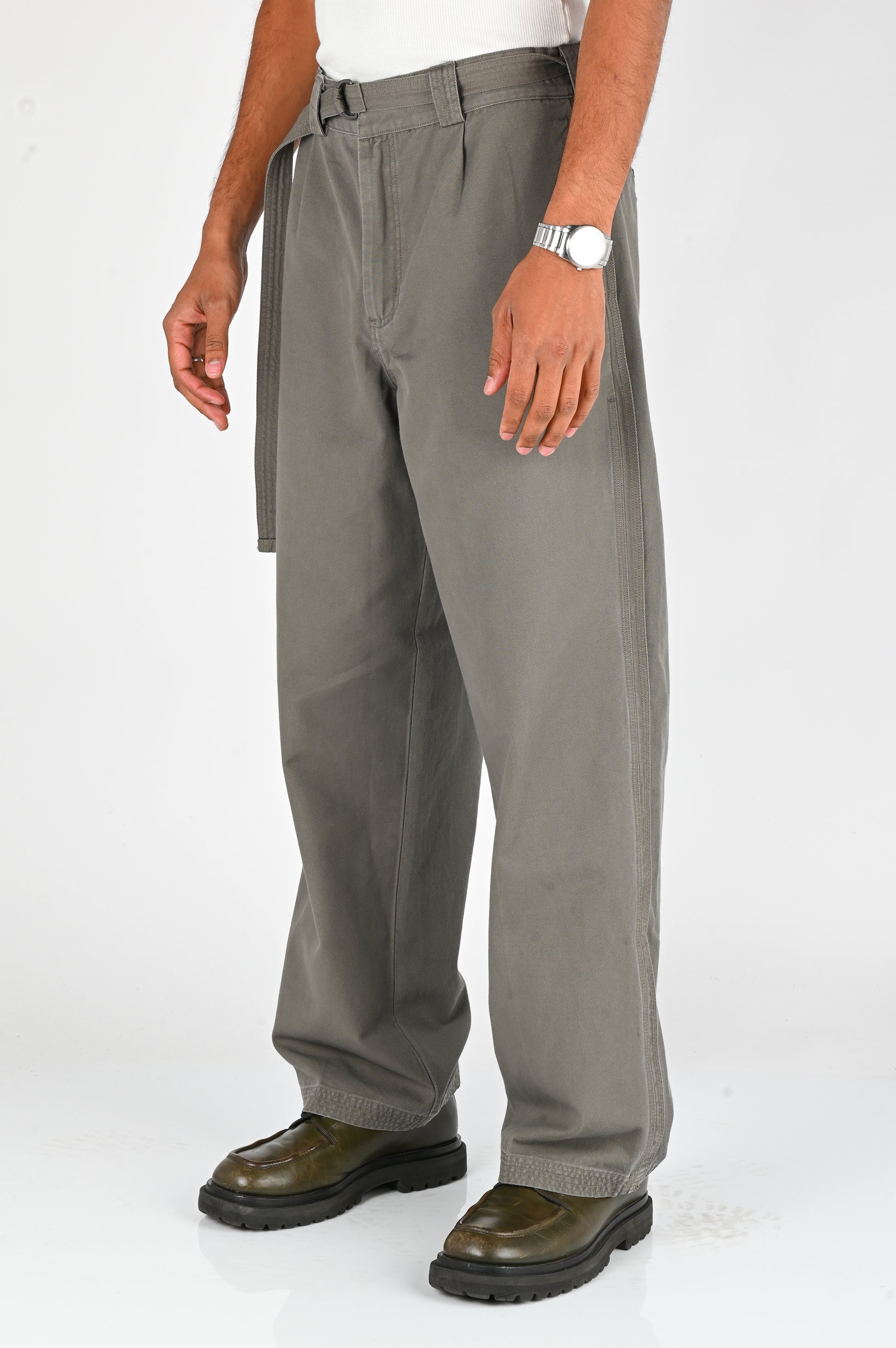 Beach Brains Pleated Work Pant in Pewter Green