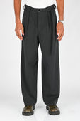 Beach Brains Pleated Suit Pant in Charcoal Pinstripe