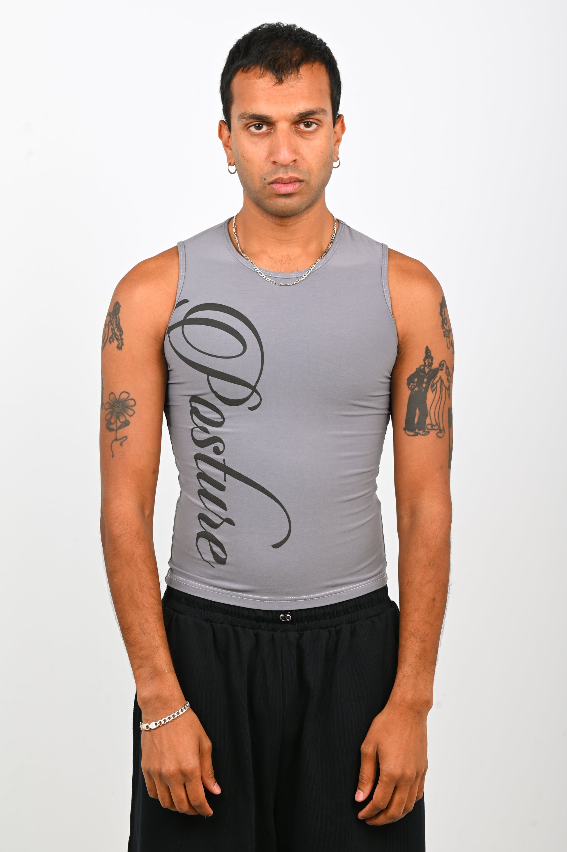 Posture Script Singlet in Grey
