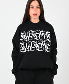 Posture Graphic Cable Crew in White on Black