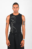 Posture Script Singlet in Black