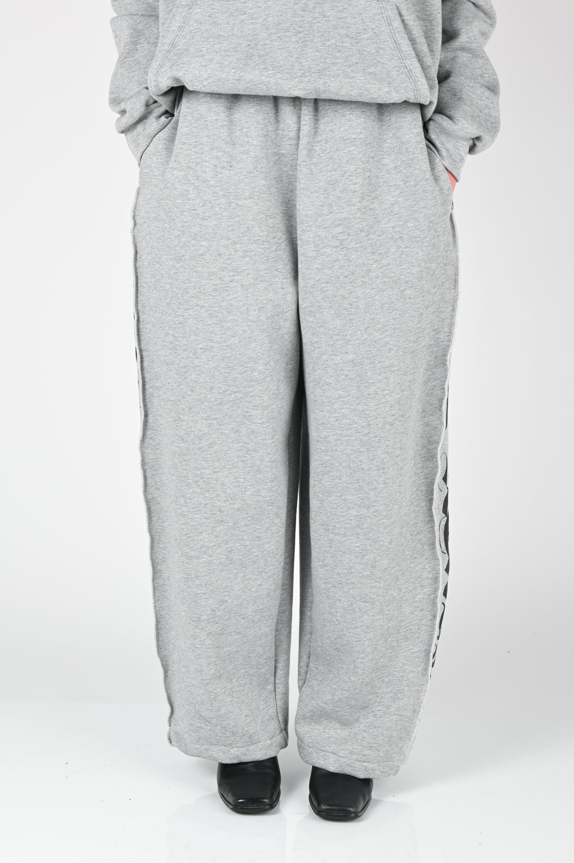 Posture Graphic Panel Trackpant in Black On Grey