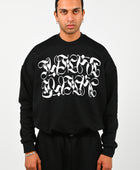 Posture Graphic Cable Crew in White on Black