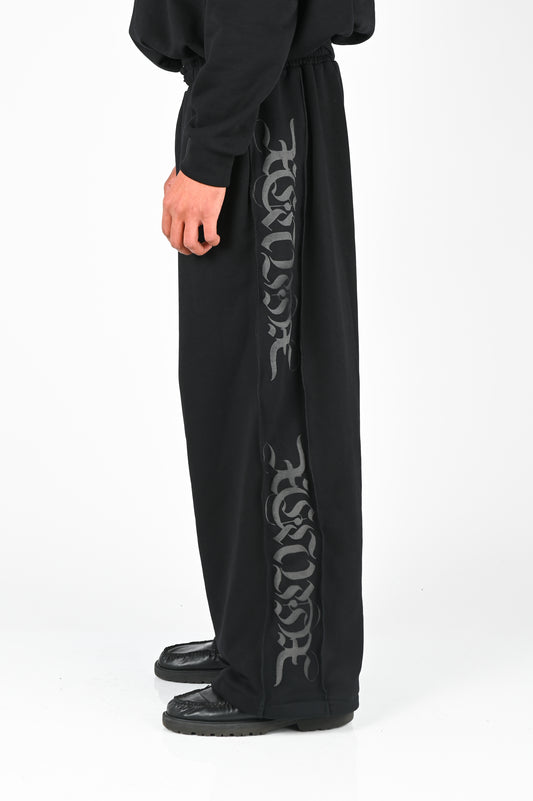 Posture Graphic Panel Trackpant in Black on Black