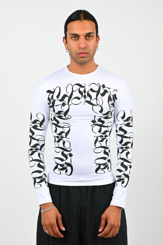 Posture Compression Long Sleeve in Black on White