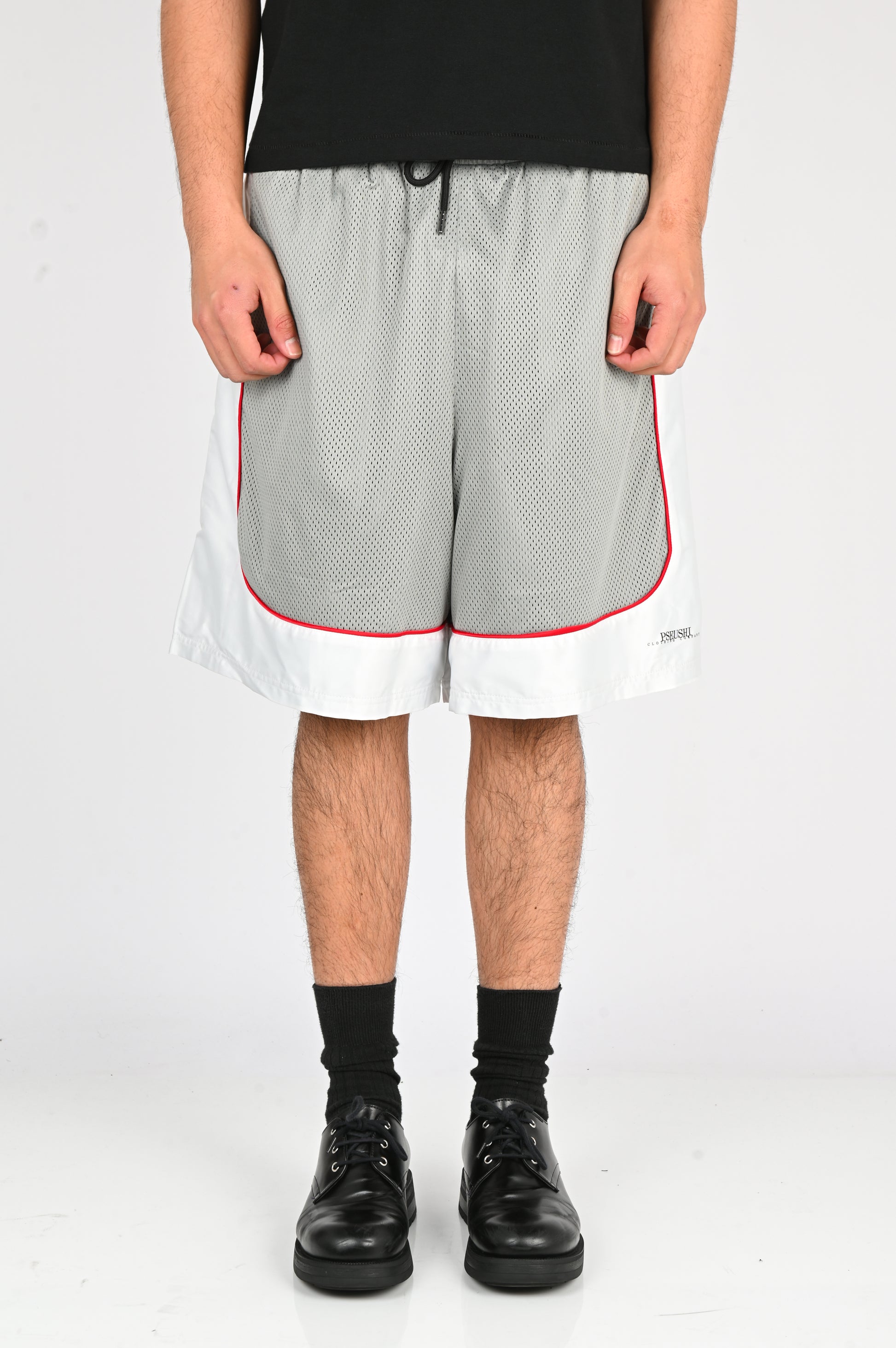 Pseushi 'Game' Shorts in Cement/White