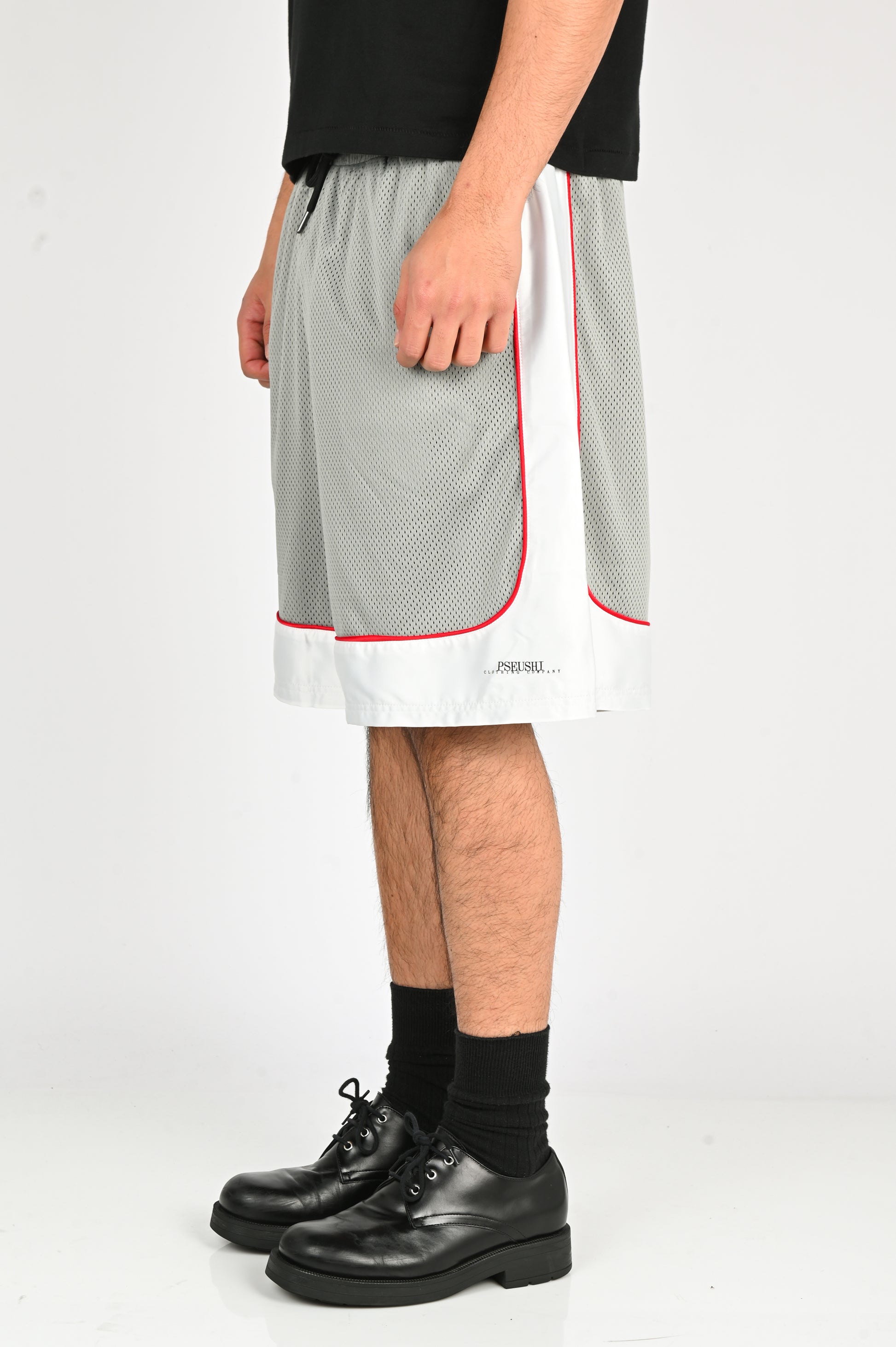 Pseushi 'Game' Shorts in Cement/White