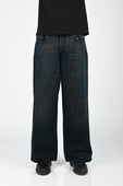 Pseushi Hand Brushed Loose Jeans in Mud Indigo