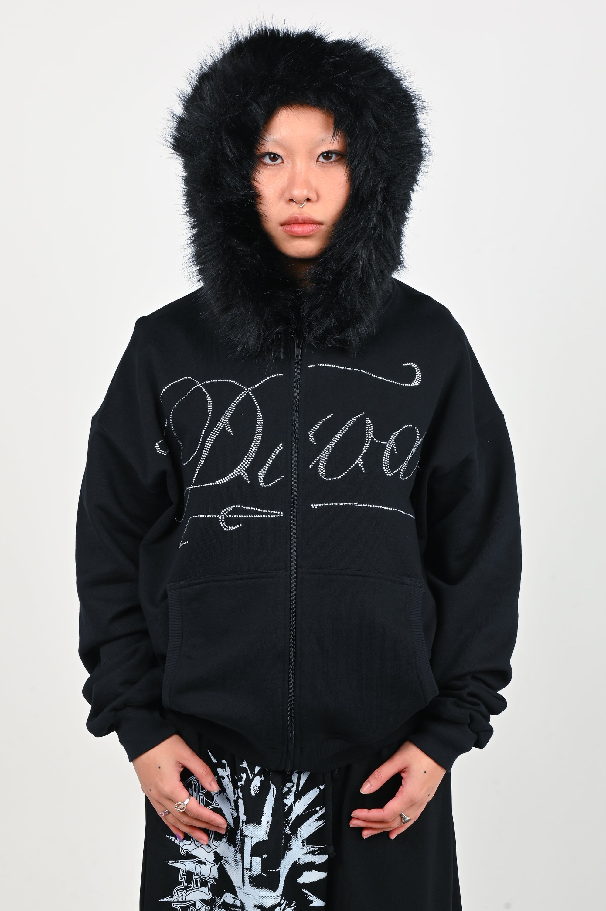 SLAMROSS1000 'Diva' Fur Trim Zip Hoodie