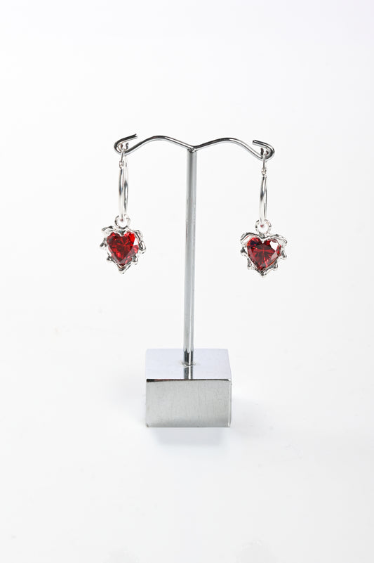 Sacreflux 'Flowing' Heart Hoops in Red