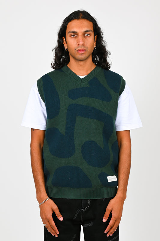 The Snake Hole 'Echo Systems' Knitted Vest In Teal