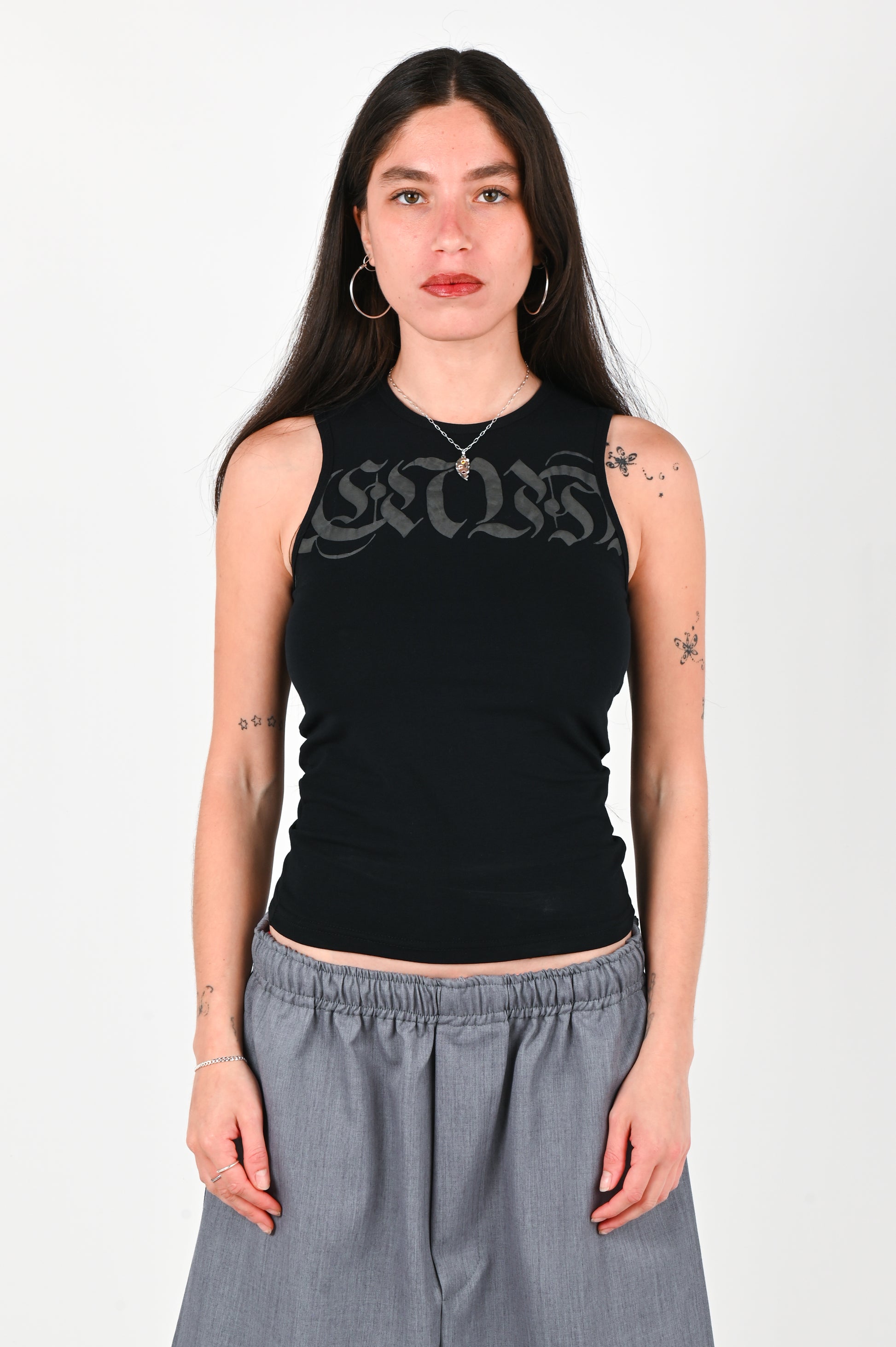 Posture Graphic Singlet in Black