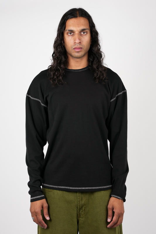 Pseushi Heavy Knit Long Sleeve Tee in Black