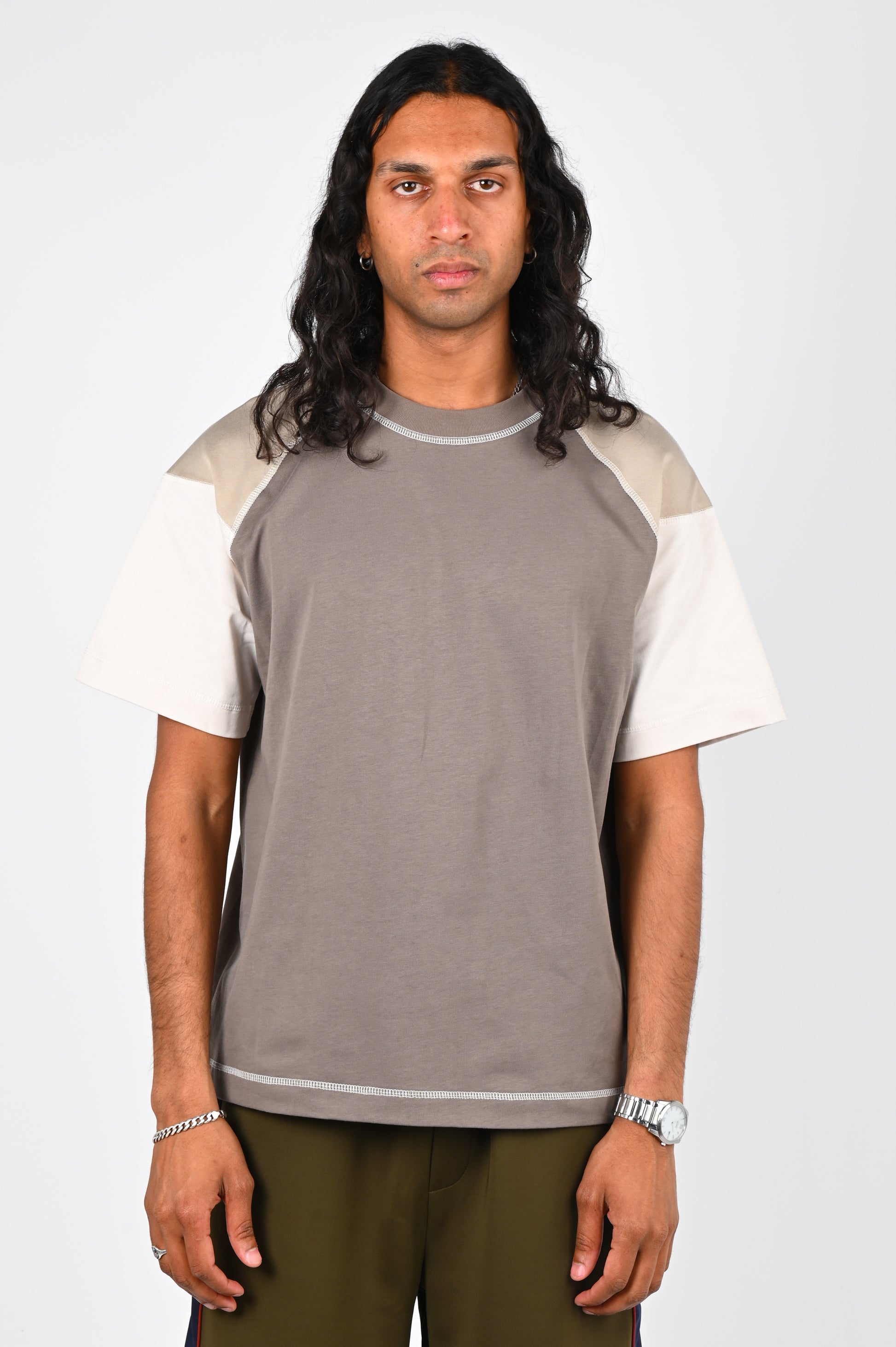 Candice 'Repair' Panelled Tee in Brown