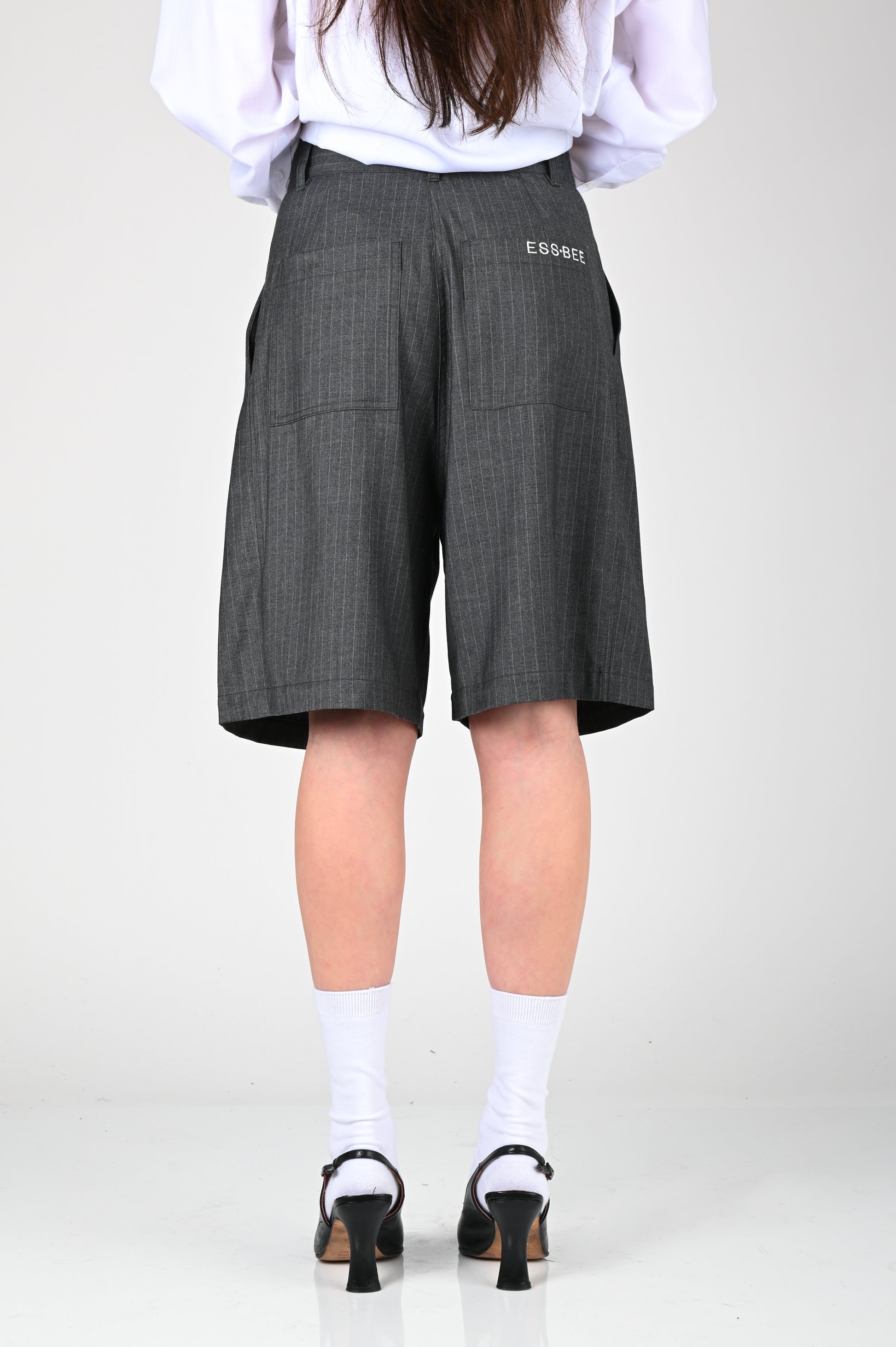 ESS·BEE Pinstripe Suit Short in Grey