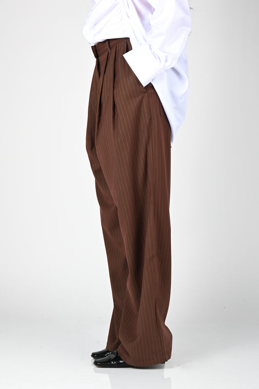 ESS·BEE Pinstripe Suit Pant in Brown