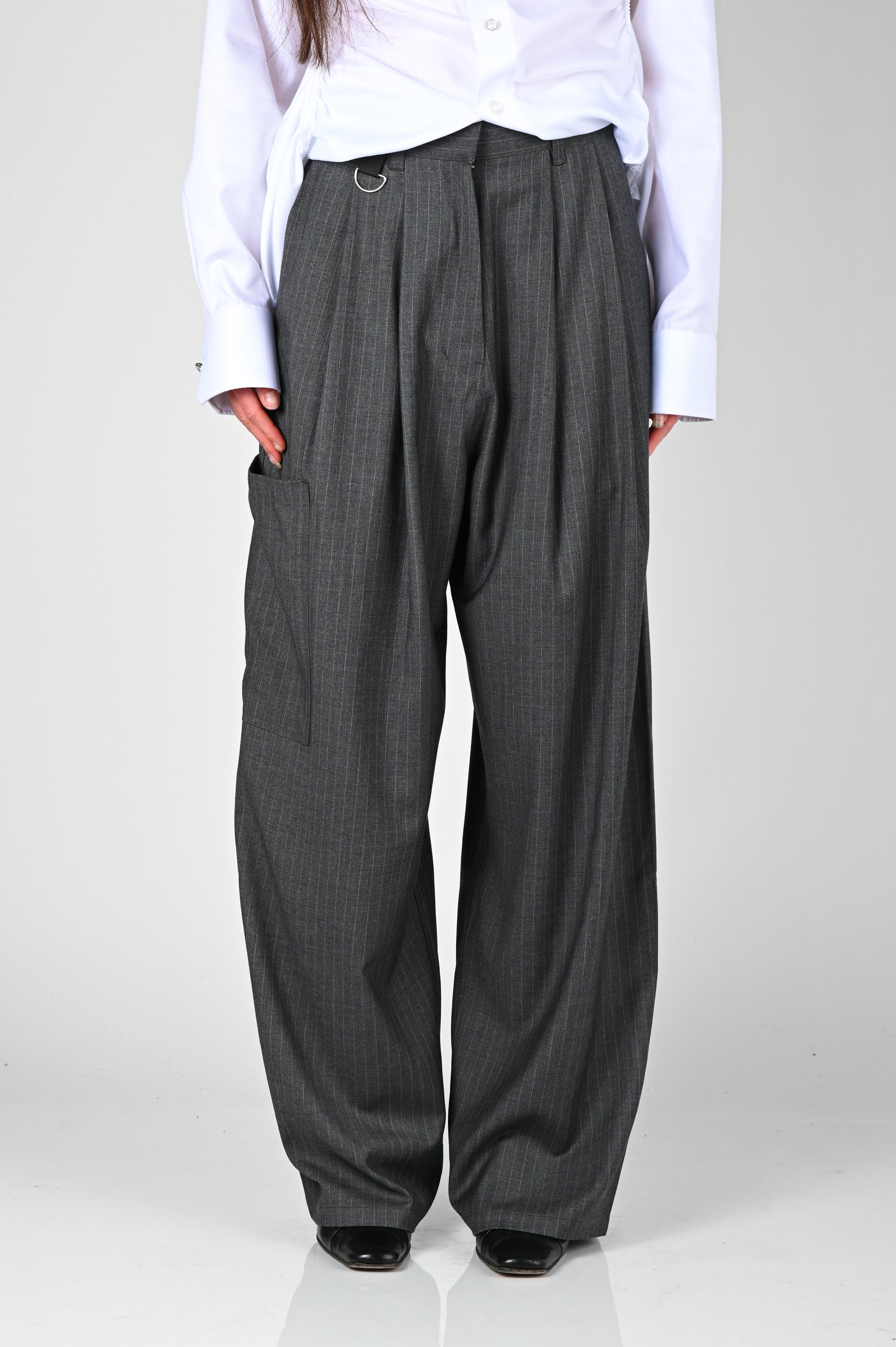 ESS·BEE Pinstripe Suit Pant in Grey