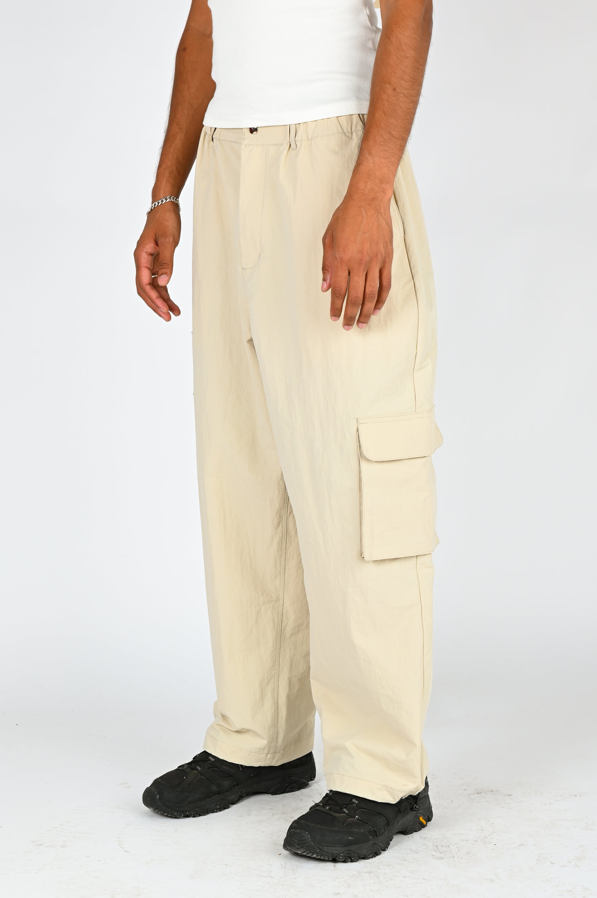 Candice 'Goodnight' Nylon Pants in Stone