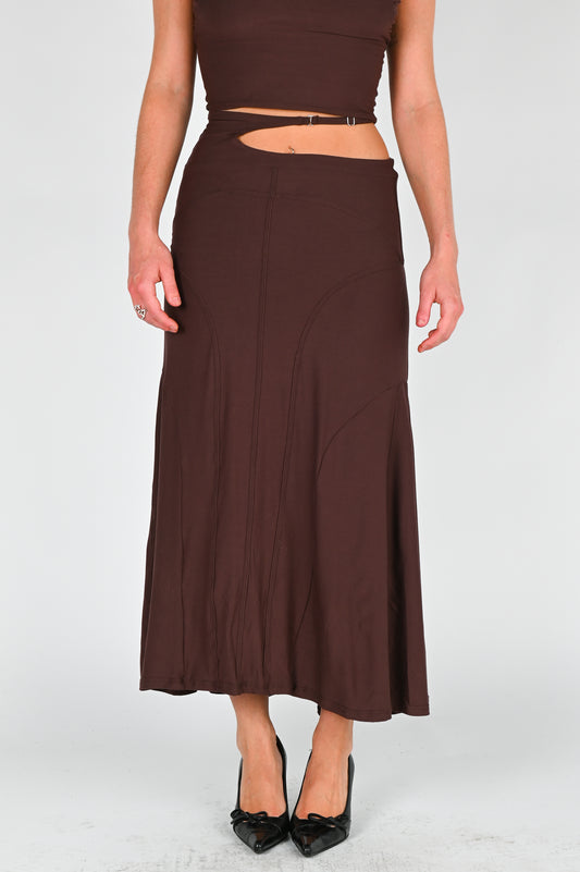 Toilè Reversible Maxi Skirt in Brown