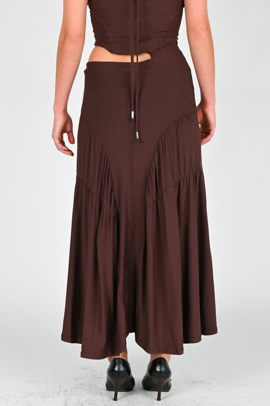 Toilè Reversible Maxi Skirt in Brown