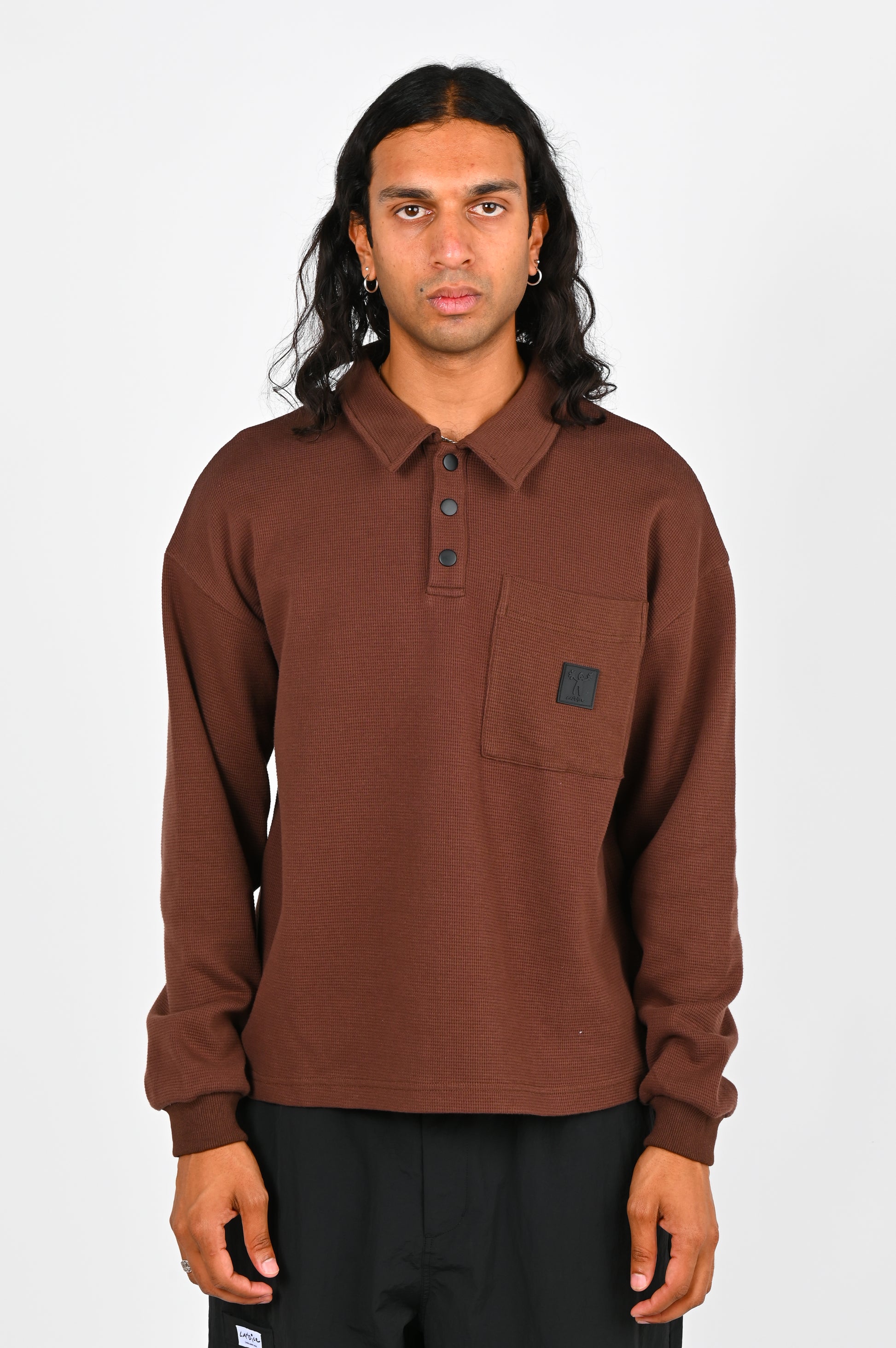 Candice Longsleeve Waffle Polo